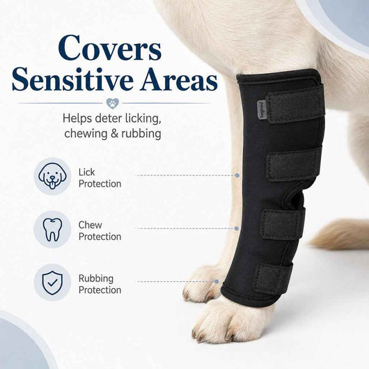 Paws in Awe Dog Leg Recovery Brace for Post-Surgery Care, Adjustable Rear Leg Support to Help Protect Against Licking & Chewing