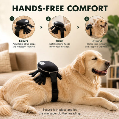 Komavic Hands-Free Dog Massager with Heat, Electric Calming Pet Kneading Therapy Harness, Rechargeable Cordless