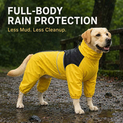 Paws in Awe Full-Body Waterproof Dog Rain Suit for Muddy Walks - Keeps Belly & Legs Cleaner
