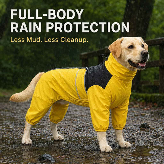 Paws in Awe Full-Body Waterproof Dog Rain Suit for Muddy Walks - Keeps Belly & Legs Cleaner