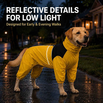 Paws in Awe Full-Body Waterproof Dog Rain Suit for Muddy Walks - Keeps Belly & Legs Cleaner