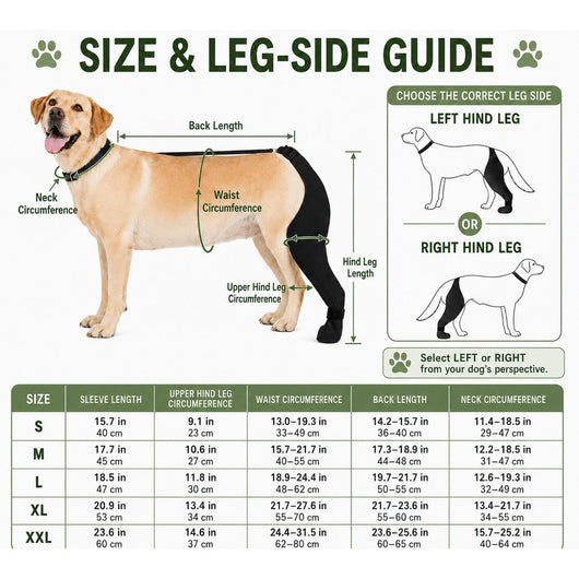 Adjustable Dog Rear Leg Recovery Sleeve with Paw Cover