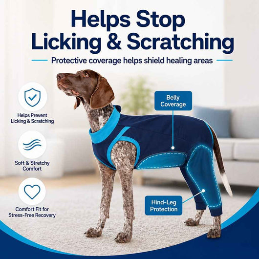 Paws in Awe Dog Recovery Suit with Rear Leg Coverage - Anti-Lick Cone Alternative