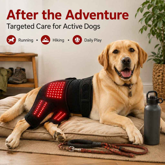 Paws in Awe Wearable Dog Red Light Therapy Wrap for At-Home Hip & Leg Care - Hands-Free 660nm + 850nm