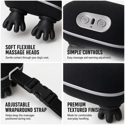 Komavic Hands-Free Dog Massager with Heat, Electric Calming Pet Kneading Therapy Harness, Rechargeable Cordless