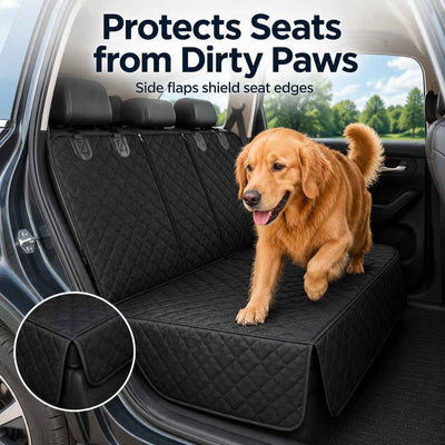 Paws in Awe Waterproof Dog Car Back Seat Cover for Road Trips - Protects from Mud, Fur & Scratches