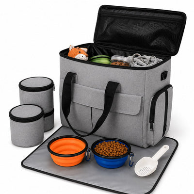 Pet Travel Bag with Collapsible Bowls