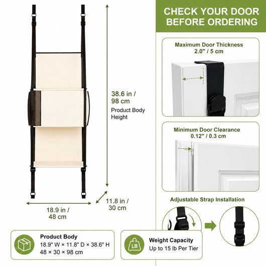 Komavic 3-Tier Door-Mounted Cat Tree