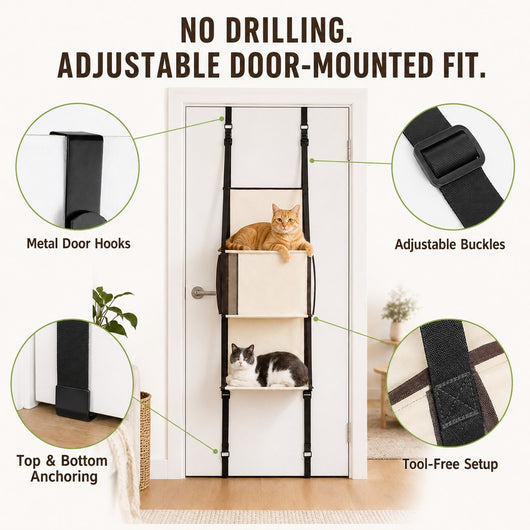 Komavic 3-Tier Door-Mounted Cat Tree