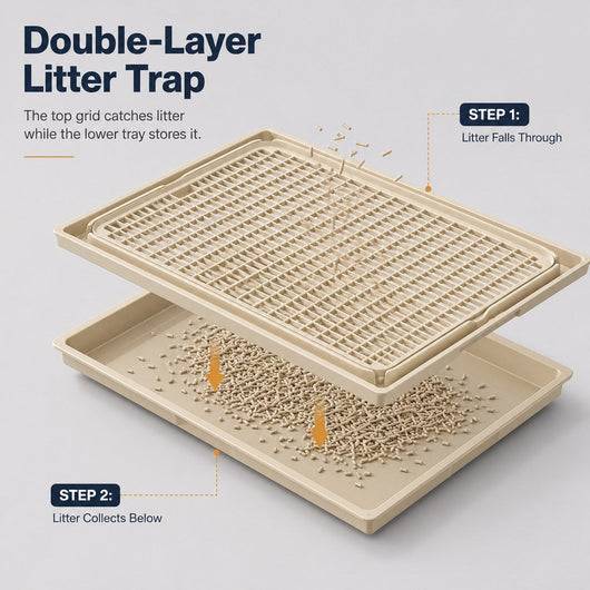 Komavic Double-Layer Cat Litter Mat with Washable Grid