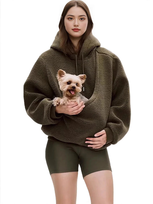 Komavic Pet Carrier Hoodie, Carrier Kangaroo for Pet Cat Carrier Fleece Hoodie Kitty Sling