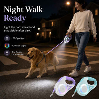 Komavic LED Retractable Dog Leash for Night Walks