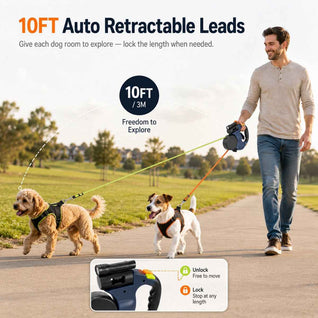 Komavic Tangle-Free Dual Retractable Dog Leash