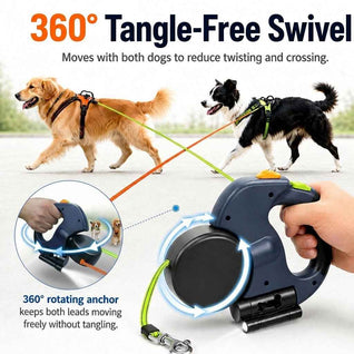 Komavic Tangle-Free Dual Retractable Dog Leash