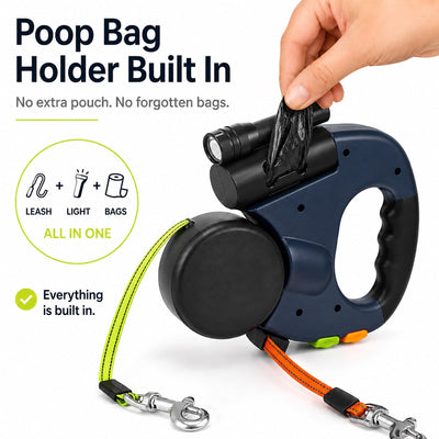 Komavic Tangle-Free Dual Retractable Dog Leash