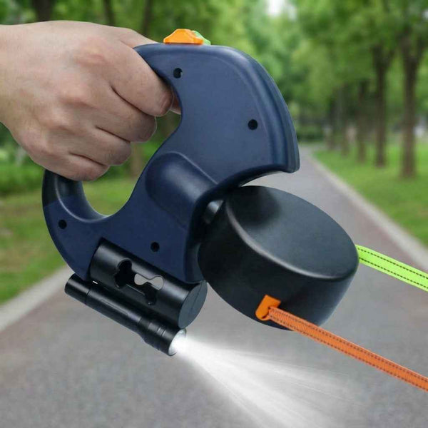 Paws in Awe Dual Dog Leash – 360° Tangle-Free Retractable with LED Light & Built-In Poop Bag Holder