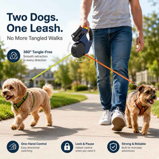 Komavic Tangle-Free Dual Retractable Dog Leash