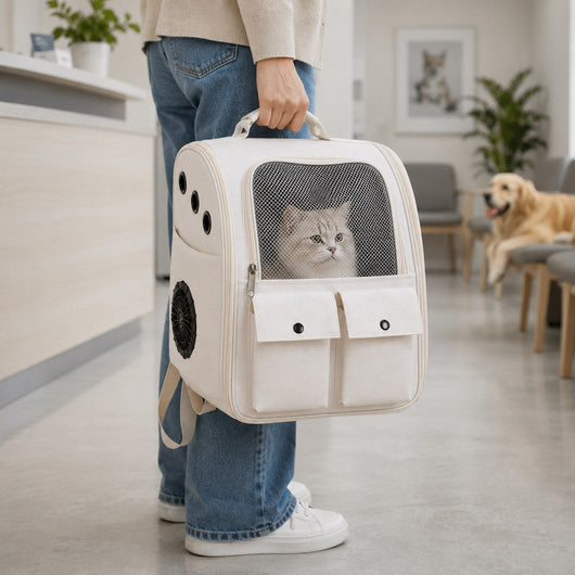 USB-Powered Dual-Fan Cat Carrier Backpack for Vet Visits & Everyday Travel - Fan-Assisted Cooling for Less-Stuffy Trips