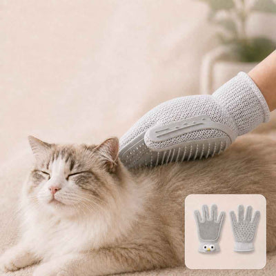 Paws in Awe Dual-Sided Pet Grooming Glove for Couch & Bath Time - Gentle Deshedding, Massage & Fur Cleanup for Cats &Dogs