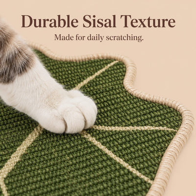 Botanical Sisal Cat Scratcher Mat for Walls, Doors & Floors – Space-Saving Cat Scratching Pad for Furniture Protection