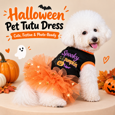 Komavic Halloween Dog Tutu Dress for Parties & Photos - Soft Lightweight Costume for Small Dogs