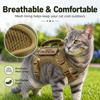 Tactical Cat Harness with Leash & Adjustable Escape-Resistant Vest
