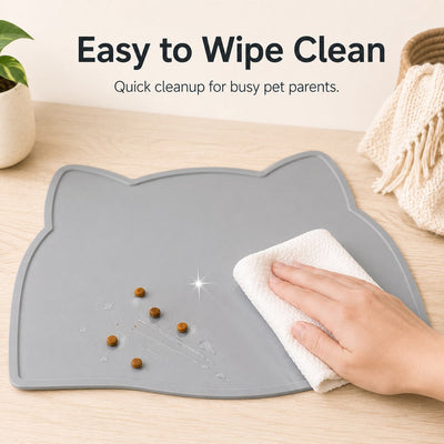 Raised-Edge Silicone Pet Feeding Mat with Spill Control