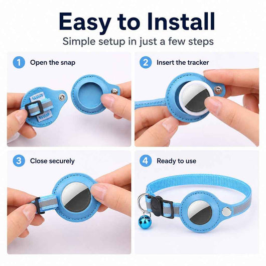 Paws in Awe AirTag-Compatible Reflective Pet Tracking Collar for Cats & Small Dogs - Secure Holder for Outdoor Adventures & Night Visibility