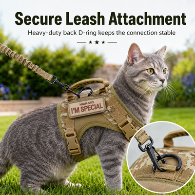 Tactical Cat Harness with Leash & Adjustable Escape-Resistant Vest