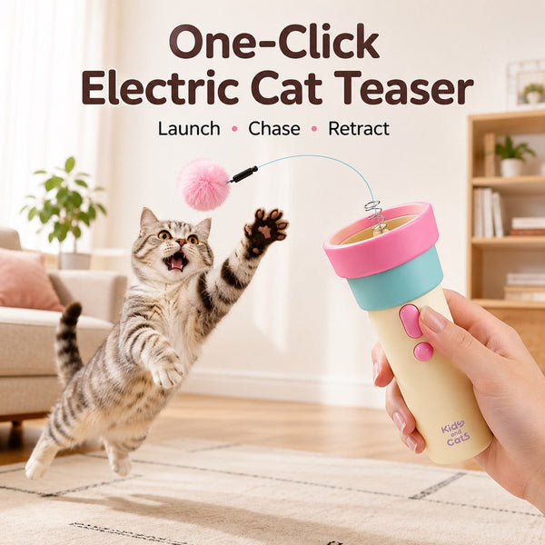 Electric Cat Teaser Launcher with One-Click Launch & Retract