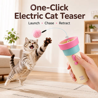 Electric Cat Teaser Launcher with One-Click Launch & Retract