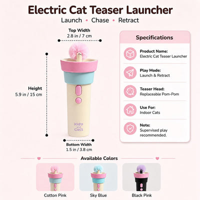 Electric Cat Teaser Launcher with One-Click Launch & Retract