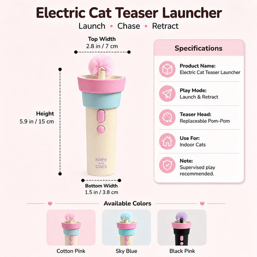 Electric Cat Teaser Launcher with One-Click Launch & Retract