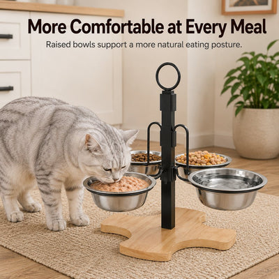 Komavic 4-Bowl Adjustable Elevated Pet Feeder