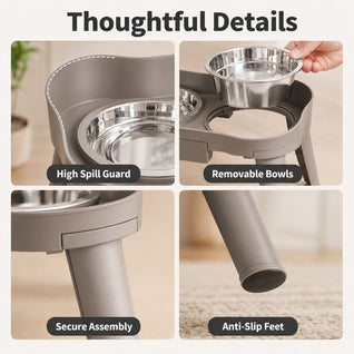 Komavic Elevated Pet Feeder Spill Guard Dual Bowls