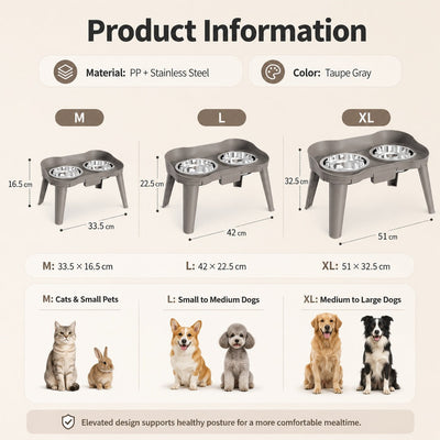 Komavic Elevated Pet Feeder Spill Guard Dual Bowls
