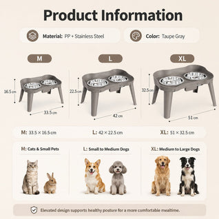 Komavic Elevated Pet Feeder Spill Guard Dual Bowls