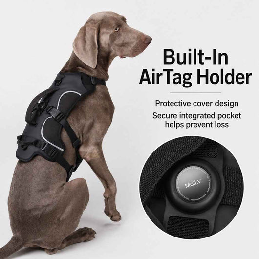 Paws in Awe AirTag-Compatible Escape-Resistant Dog Harness for Outdoor Walks - Secure Control for Dogs That Pull