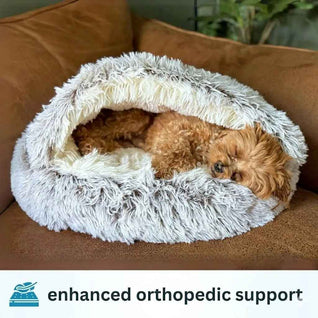 Komavic Plush Hooded Cocoon Pet Bed