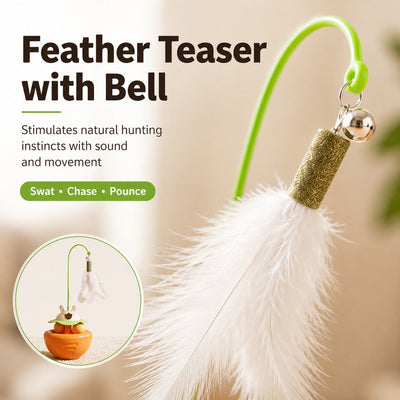 Komavic Wobble Cat Toy Treat Dispenser & Feather Teaser