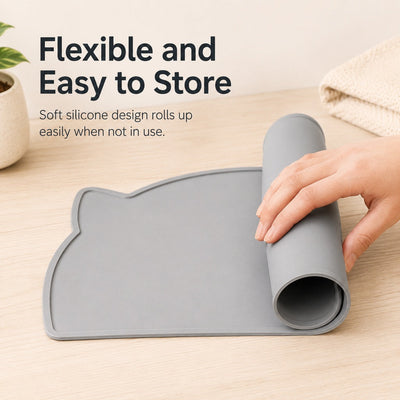 Raised-Edge Silicone Pet Feeding Mat with Spill Control