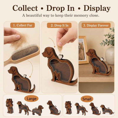 Paws in Awe Wooden Pet Fur Keepsake Box for Grooming Memories & Pet Loss - Display Their Fur Instead of Hiding It Away