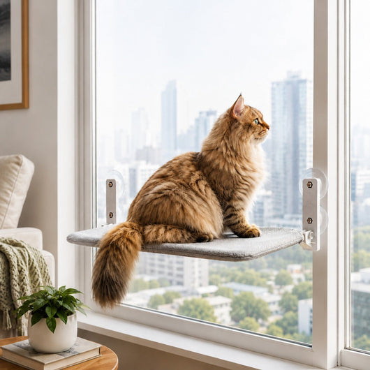 Komavic Foldable Cat Window Hammock for Apartments - No-Drill Suction Perch for Sunny Naps Without Taking Up Floor Space