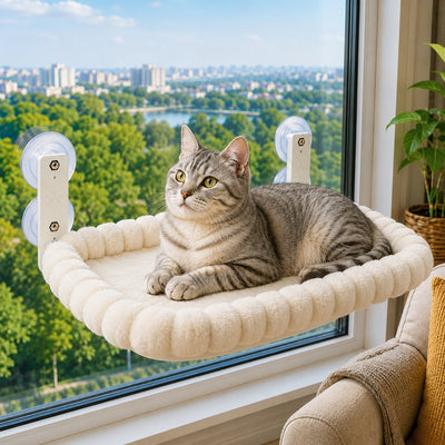 Striped Square Beige Cat Hammock