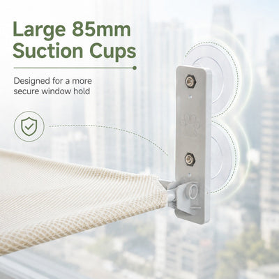 Komavic Foldable Cat Window Hammock for Apartments - No-Drill Suction Perch for Sunny Naps Without Taking Up Floor Space