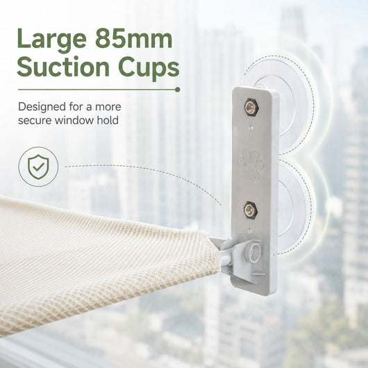 Komavic Foldable Cat Window Hammock for Apartments - No-Drill Suction Perch for Sunny Naps Without Taking Up Floor Space