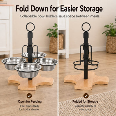 Komavic 4-Bowl Adjustable Elevated Pet Feeder