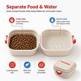 Komavic Portable 2-in-1 Folding Pet Bowl
