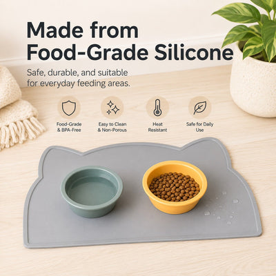 Raised-Edge Silicone Pet Feeding Mat with Spill Control