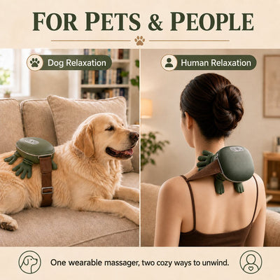 Komavic Hands-Free Dog Massager with Heat, Electric Calming Pet Kneading Therapy Harness, Rechargeable Cordless